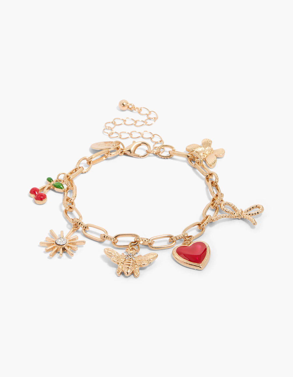 Gold Bee, Star & Heart Charm Bracelet