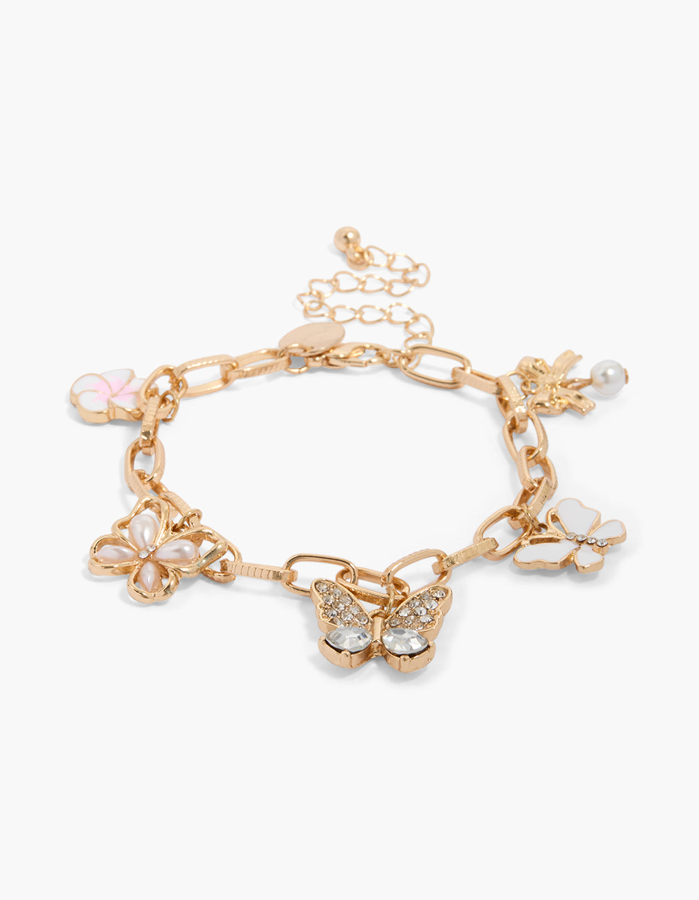 Gold Multi Butterfly Charm Bracelet