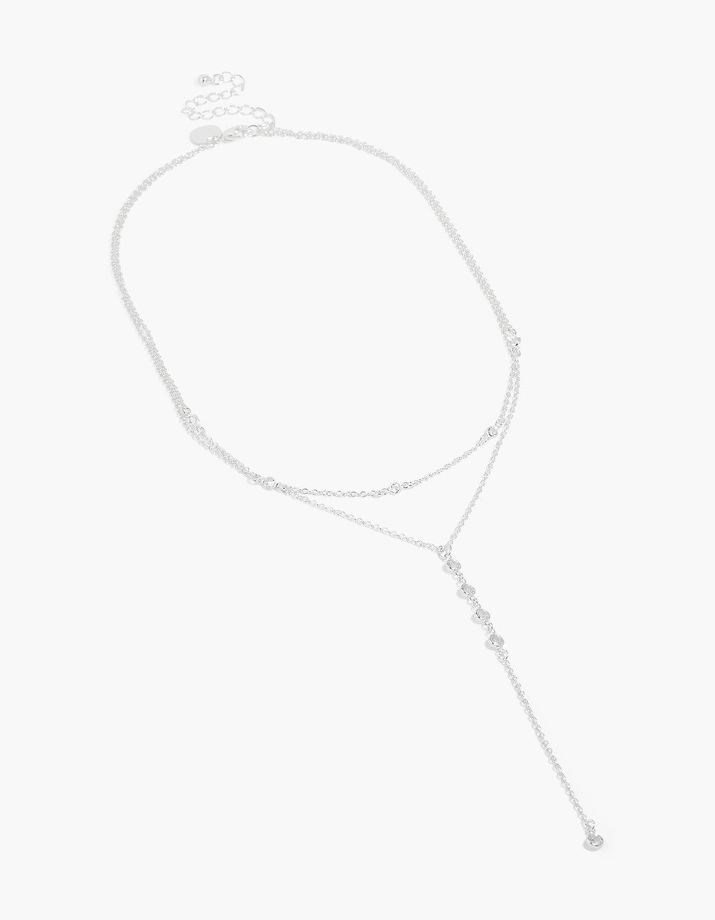 Silver Plated Cubic Zirconia Layered Y-Necklace