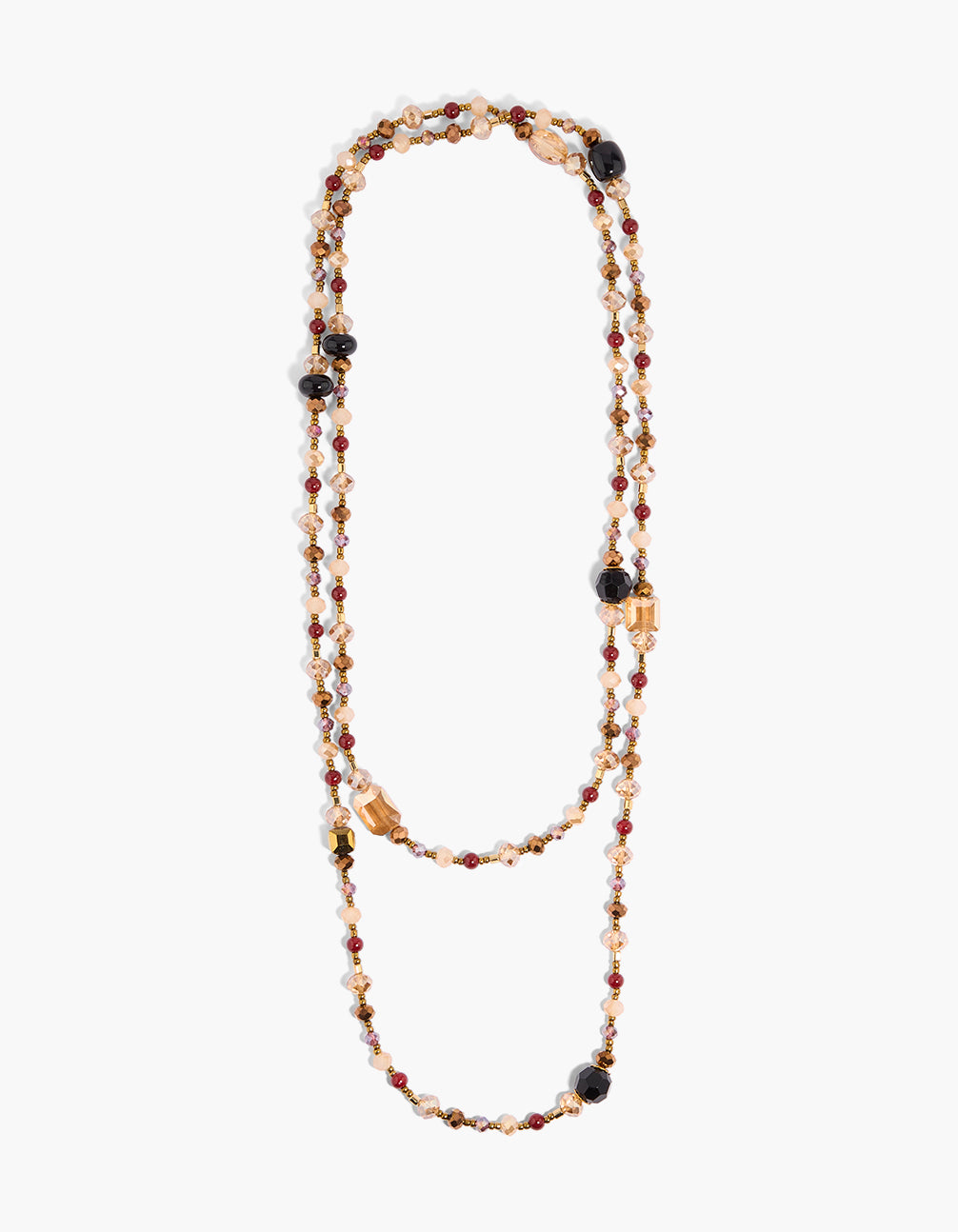 Gold Long Beaded Layered Necklace