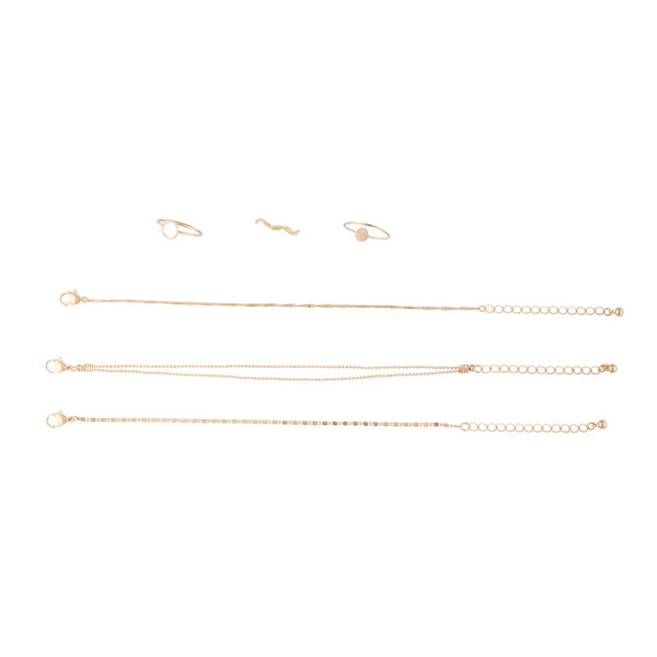 Gold Circle Ring Bracelet Pack