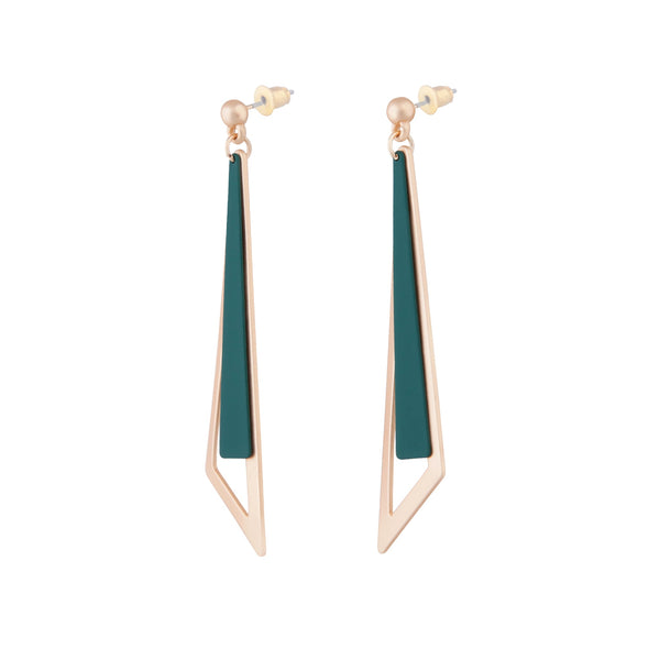 Rose Gold Geometric Stud With Matte Teal Feature