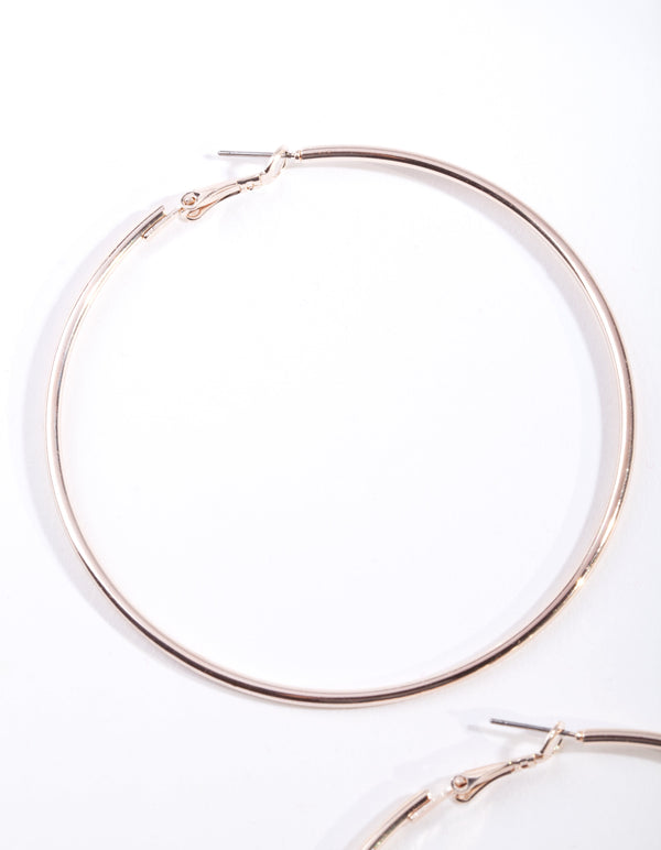 Rose Gold Thin 7cm Hoop Earrings