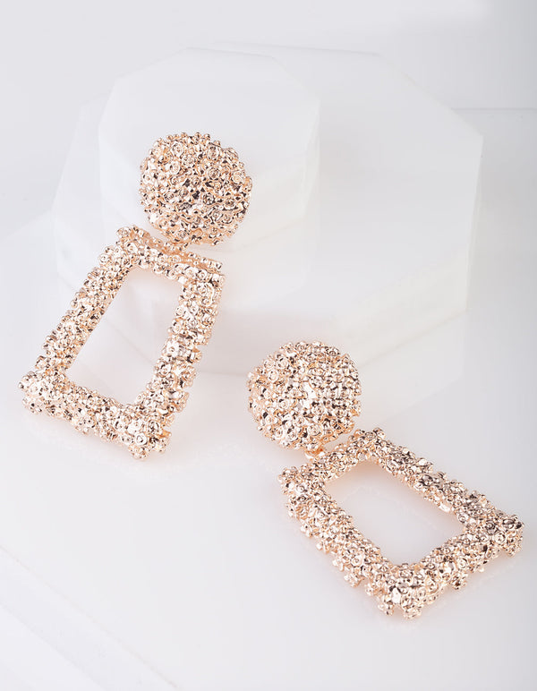Textured Rose Gold Drop Earrings
