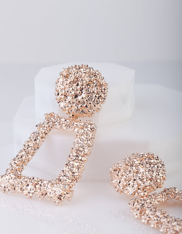 Textured Rose Gold Drop Earrings