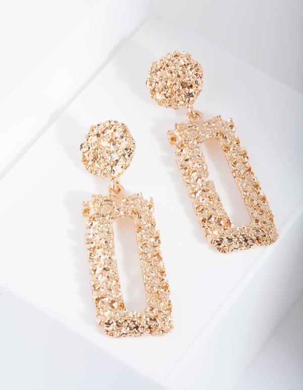 Textured Small Rectangular Earrings