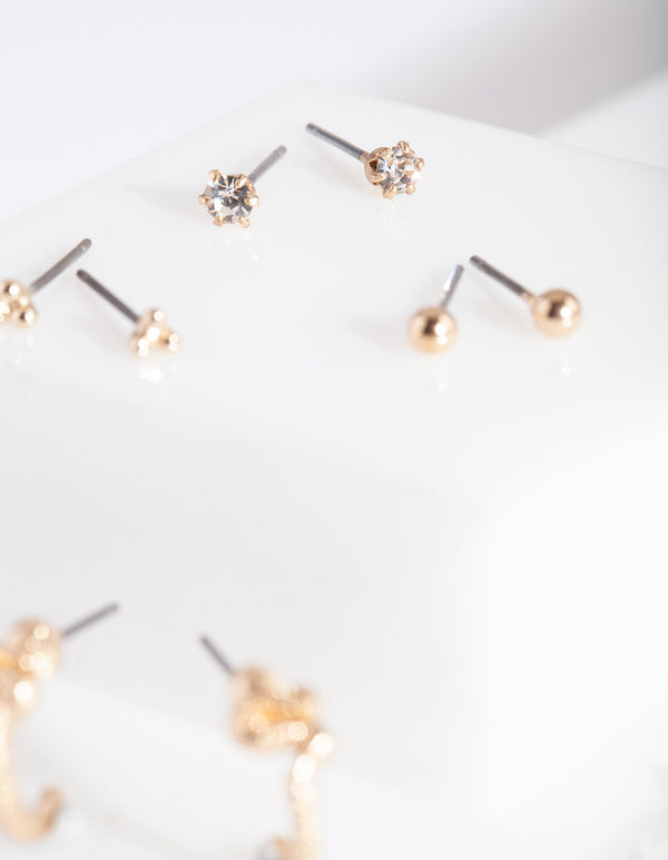 Gold Essential Snake Earring Stud 5-Pack