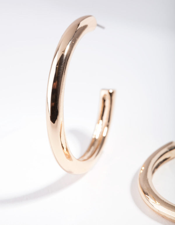Gold Rounded C Hoop Earrings