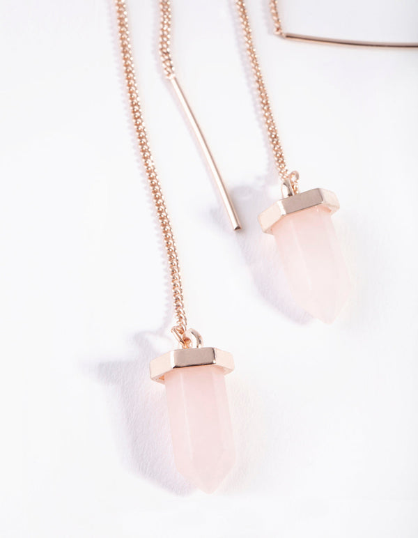 Rose Gold Turquoise Thread Through Earrings