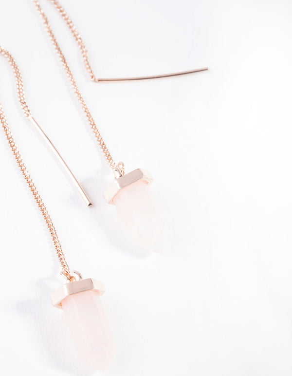 Rose Gold Turquoise Thread Through Earrings