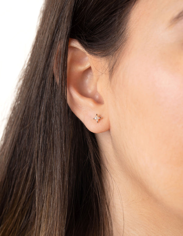 Rose Gold Cresent Moon Pearl Earrings