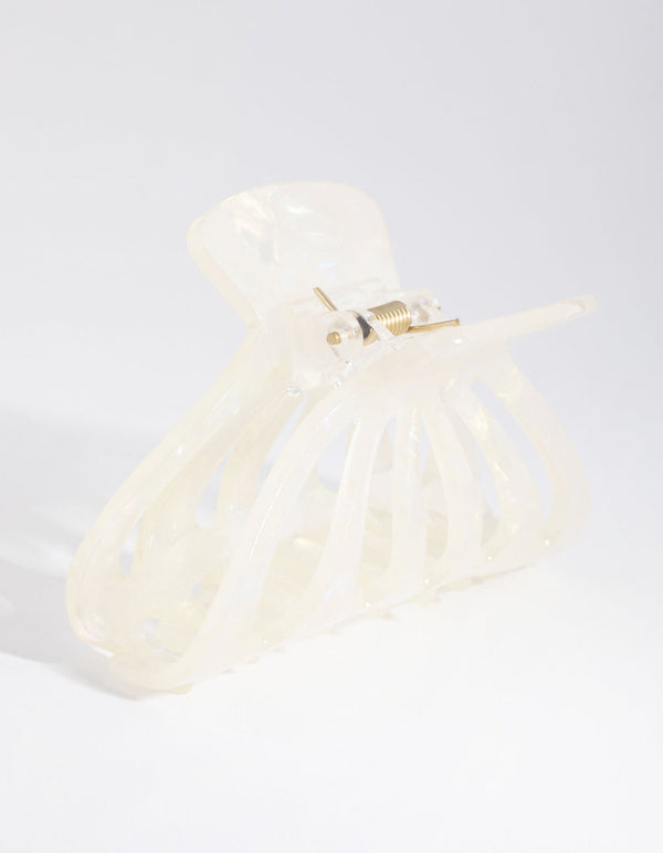 Acrylic White Round Cut-Out Claw Clip