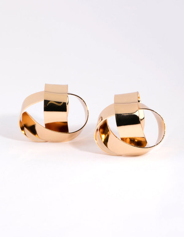 Gold Thick Knot Earrings