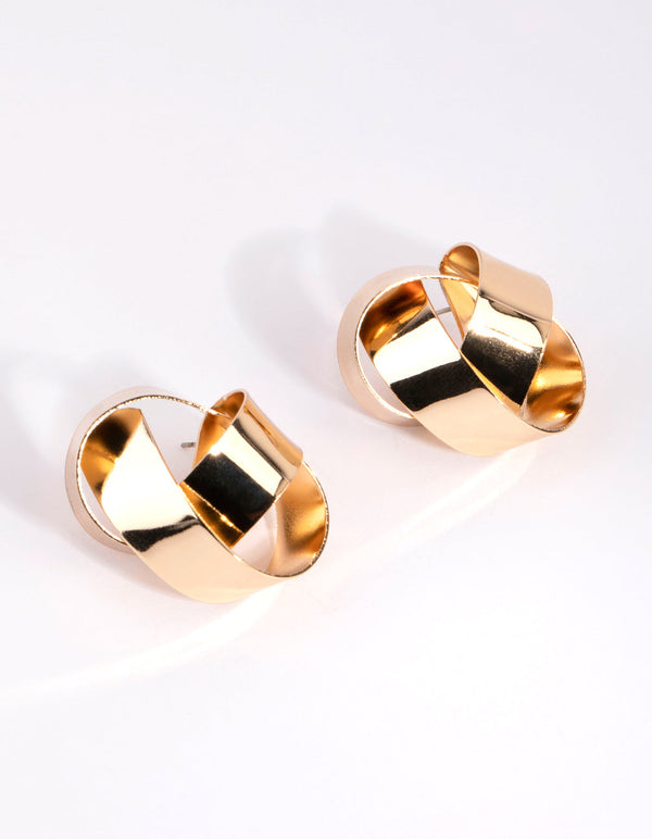 Gold Thick Knot Earrings
