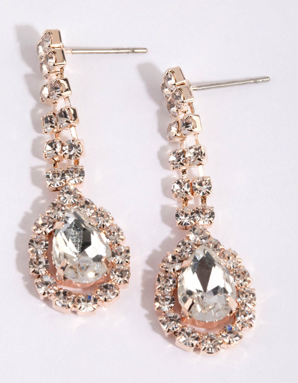 Rose Gold Diamante Necklace & Earrings Set