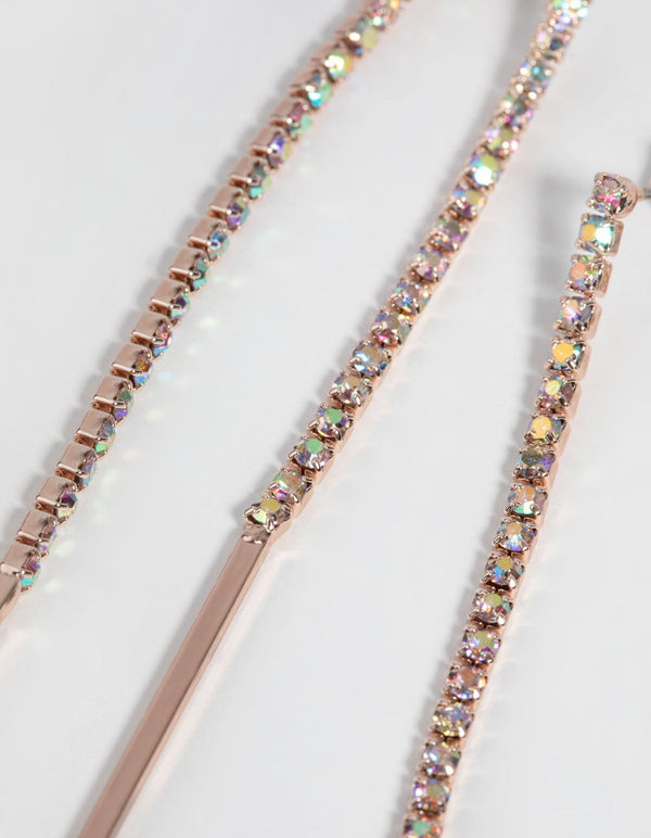 Rose Gold Diamante Drop Earrings