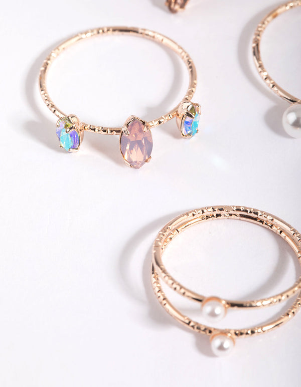 Rose Gold Oval Ring Pack