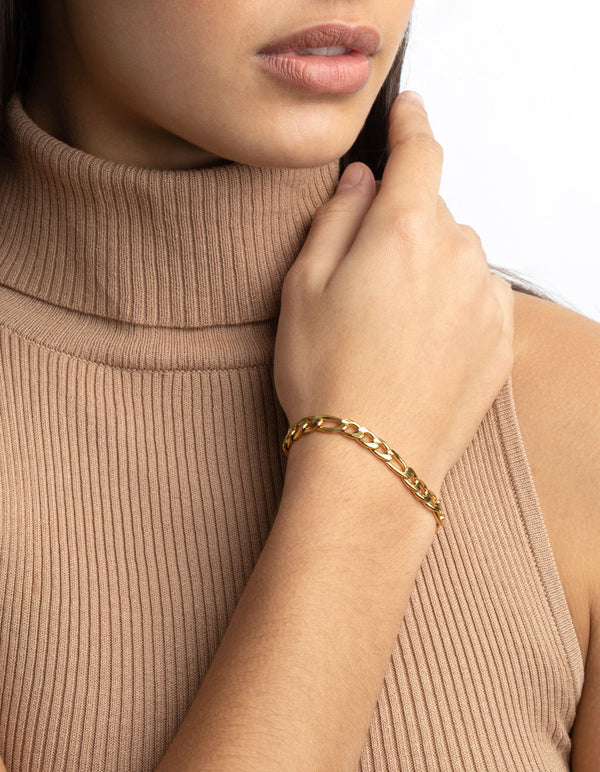 Gold Plated Surgical Steel Figaro Fob Bracelet