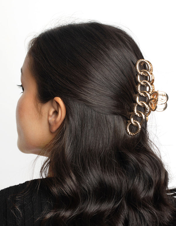 Gold Circular Link Claw Clip