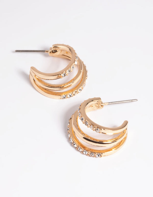 Gold Diamante Hoop Earrings