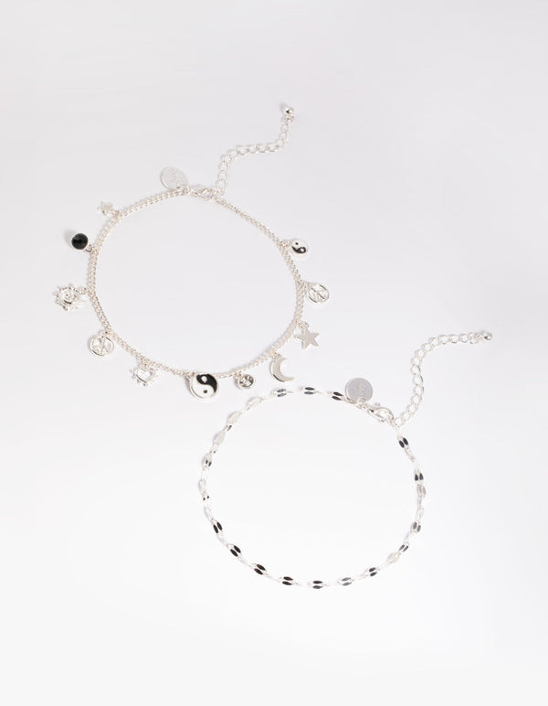 Silver 90s Charm Choker & Anklet Set
