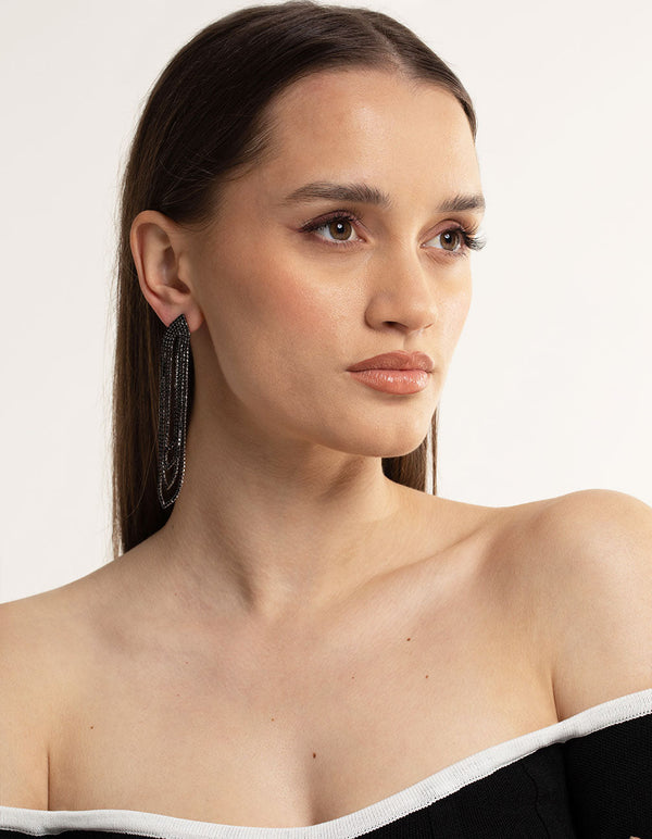 Silver Oval Cupchain Drop Earrings