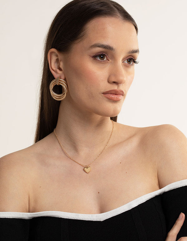 Gold Bubble 3D Heart Necklace