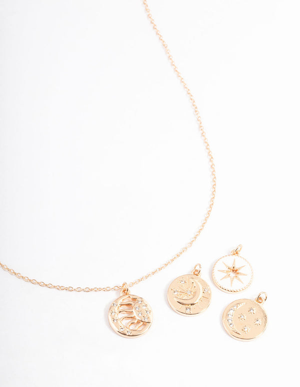 Gold Celestial Charm Necklace Pack