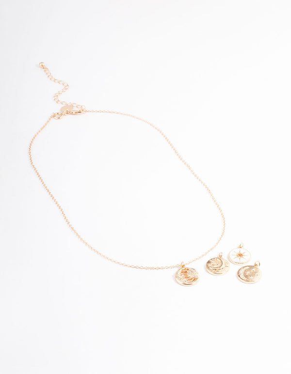 Gold Celestial Charm Necklace Pack