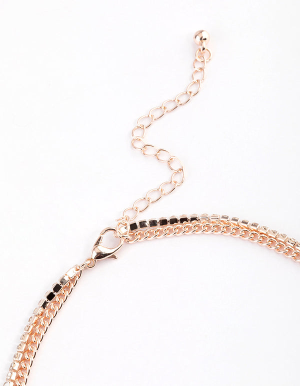 Rose Gold Double Row Cupchain Mini Butterfly Necklace