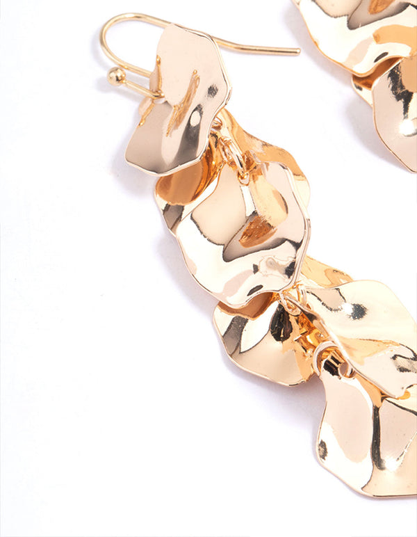 Gold Mini Petal Cluster Drop Earrings