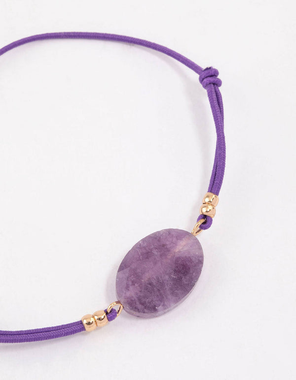 Fabric Large Semi-Precious Stone Pendant Bracelet