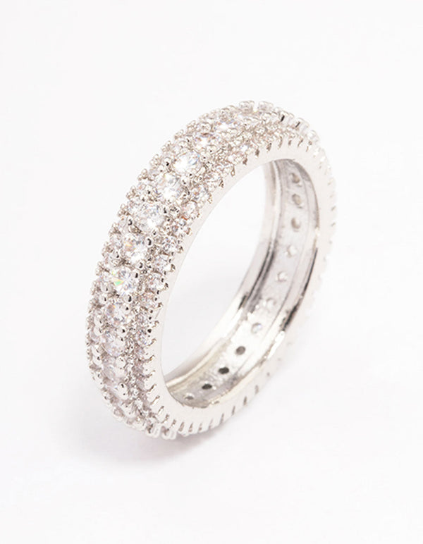 Silver Plated Classic Diamante Ring