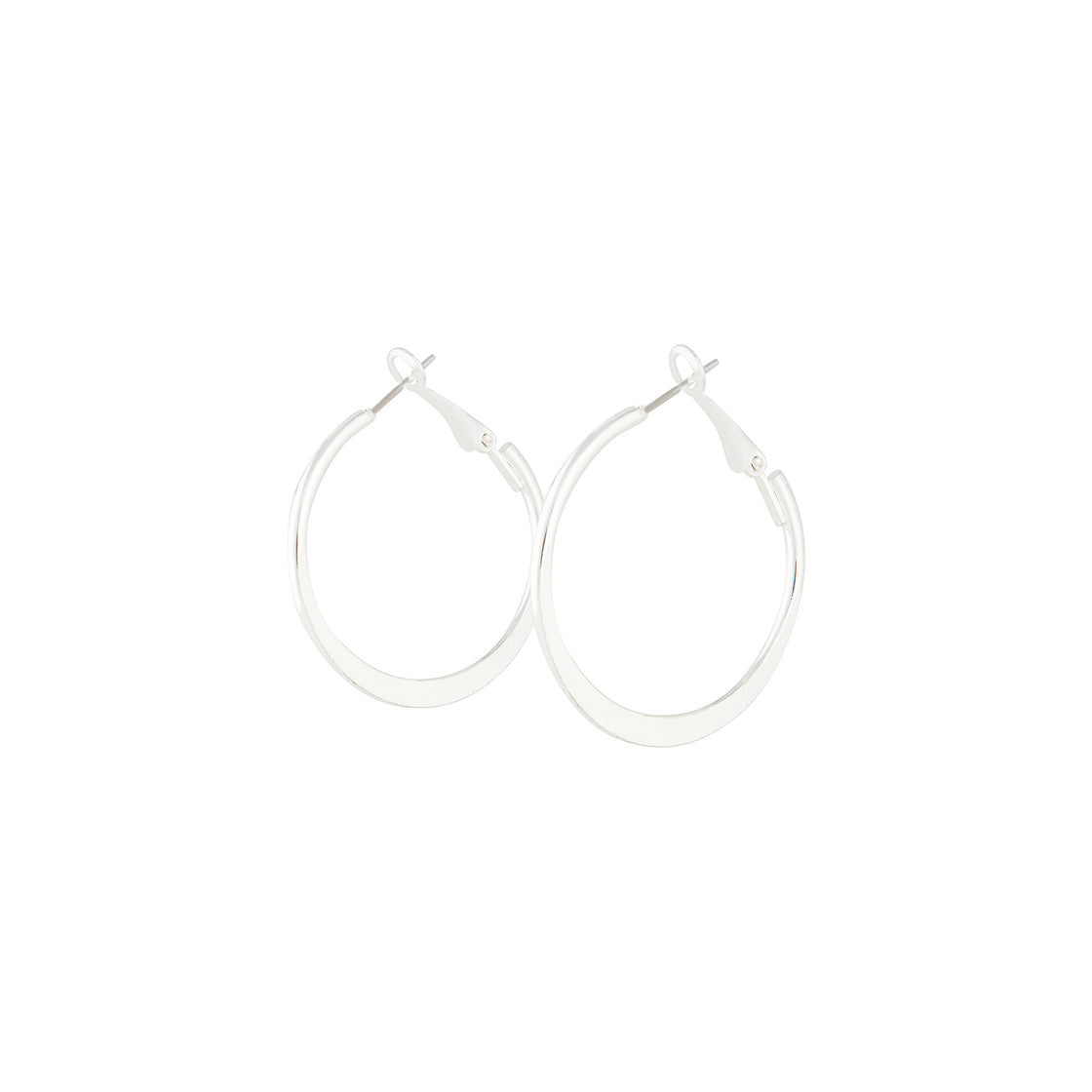 Silver Flat Edge Hoop Earrings