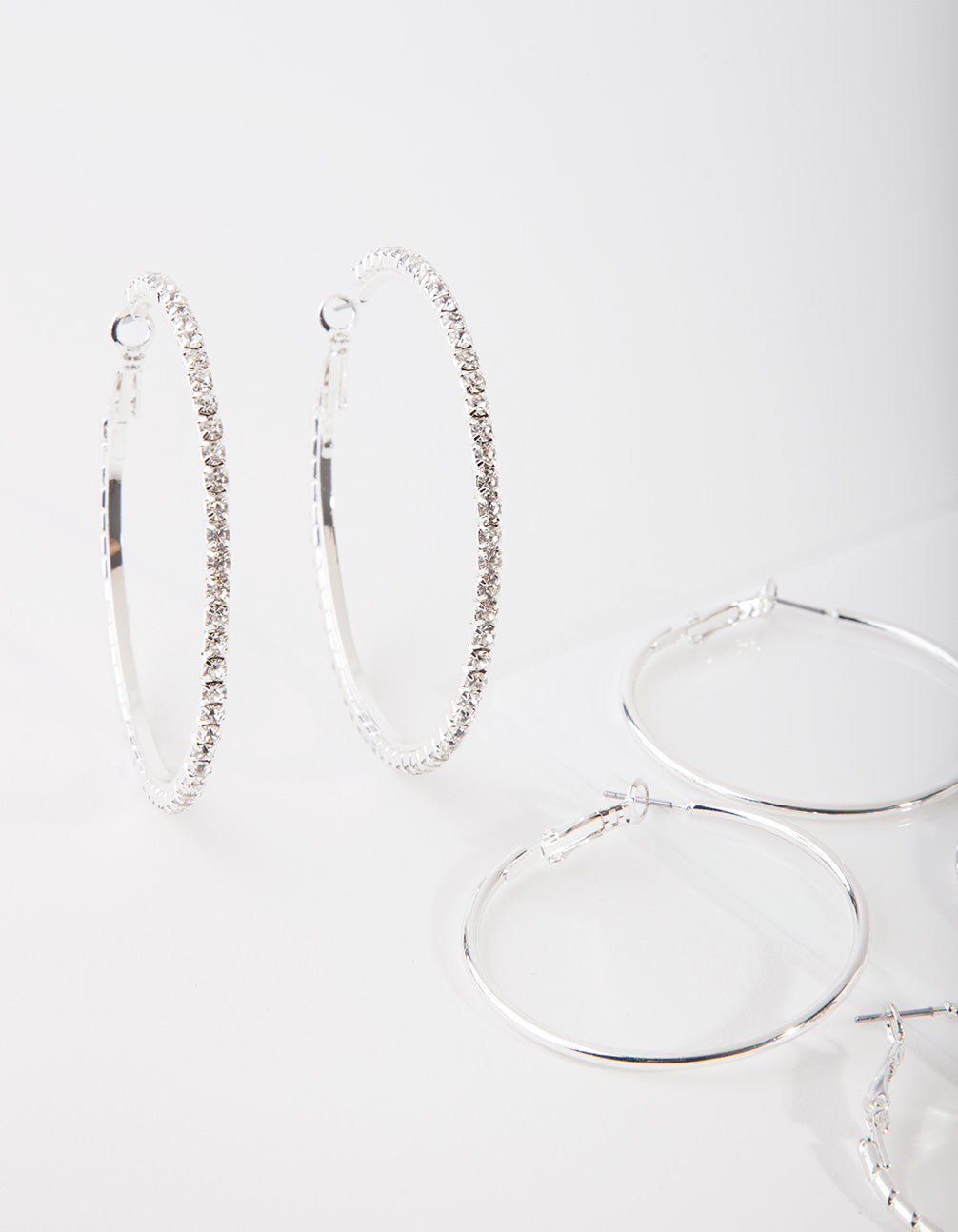 Silver Statement Diamante Earring Pack