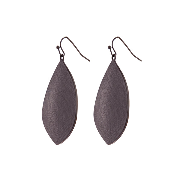 Black Textured Leaf Drop Earrings