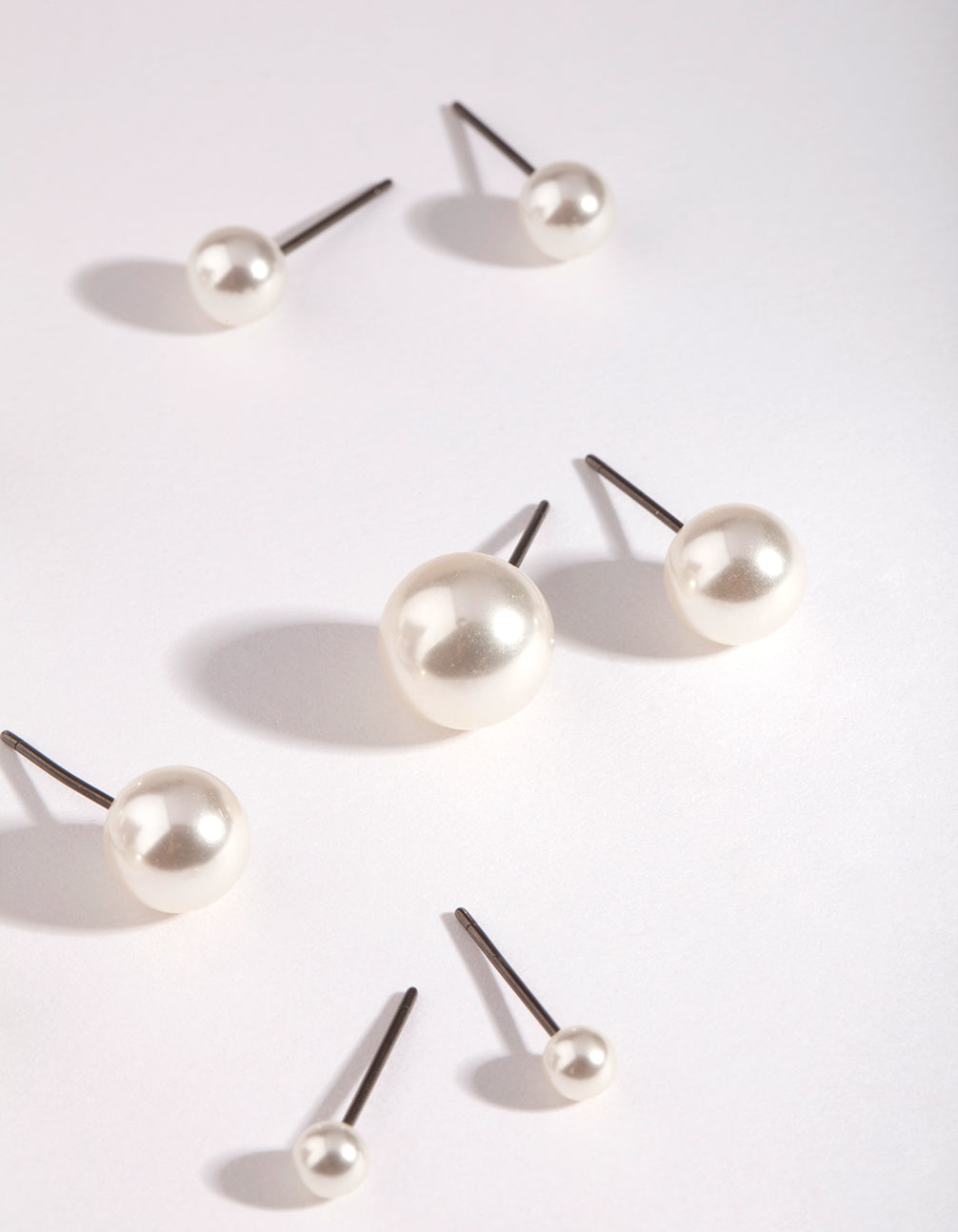 Silver Graduated Pearl Earring 5-Pack