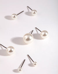 Silver Graduated Pearl Earring 5-Pack - link has visual effect only