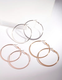 Mixed Metal Square Edged Hoop Earring Pack - link has visual effect only