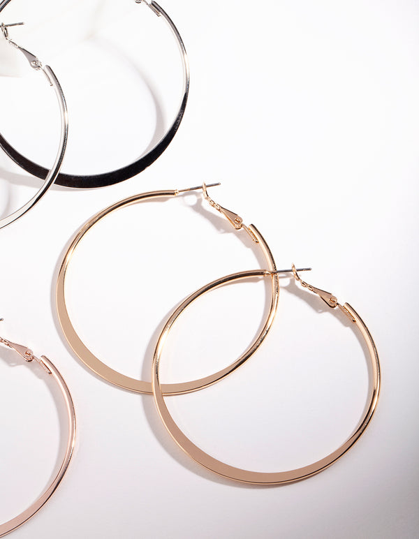 Mixed Metal Square Edged Hoop Earring Pack