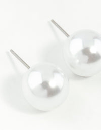 Silver Round Pearl Stud Earrings - link has visual effect only