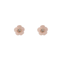 Pink Flower & Stone Stud Earrings - link has visual effect only