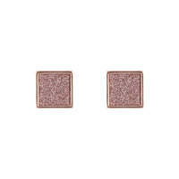 Rose Gold Glitter Inlay Square Earrings - link has visual effect only