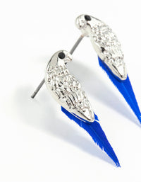 Mini Bird Blue Feather Stud Earrings - link has visual effect only