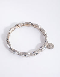 Silver Navette Stone Evil Eye Stretch Bracelet - link has visual effect only