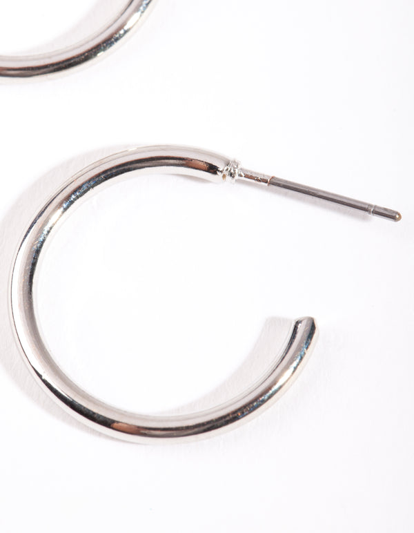 Silver Small Plain Hoop Earrings