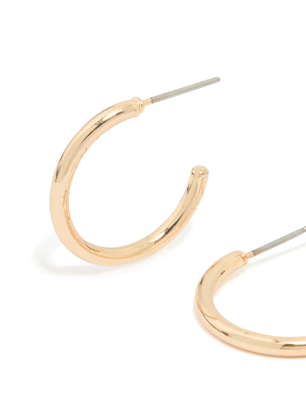 Gold Small Plain Hoop Earrings