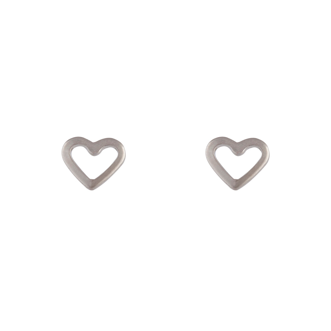 Silver Open Heart Stud Earrings