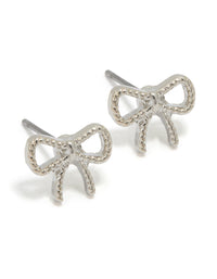Silver Mini Twisted Bow Stud Earrings - link has visual effect only