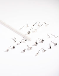 Silver Diamante Tiny Graduated Black Earrings 12-Pack - link has visual effect only